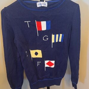 Braemar Navy Sweater with Nautical Flags